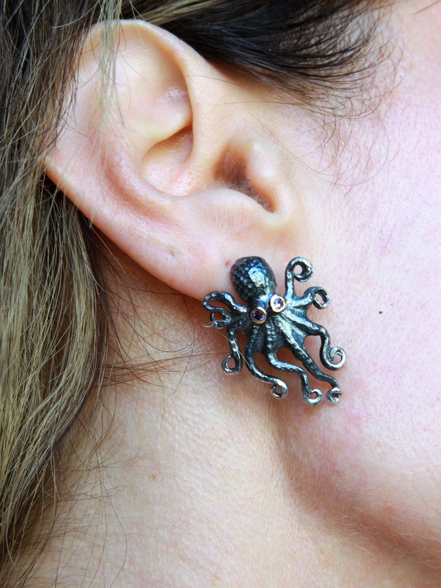 Octopus Hammered Earring