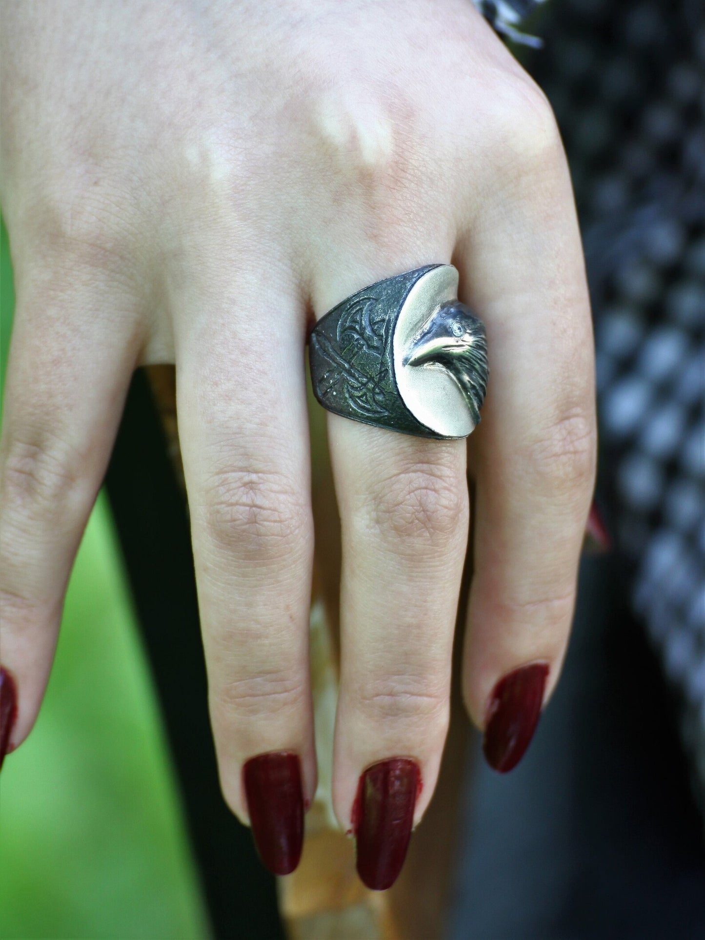 Crow Ring with Double Axes